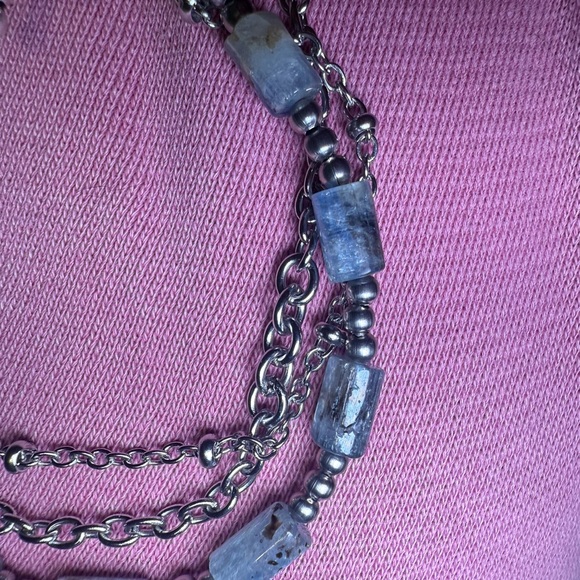 Calm #3 - Kyanite Triple Layered Toggle Bracelet Stainless Steel - Picture 3 of 6